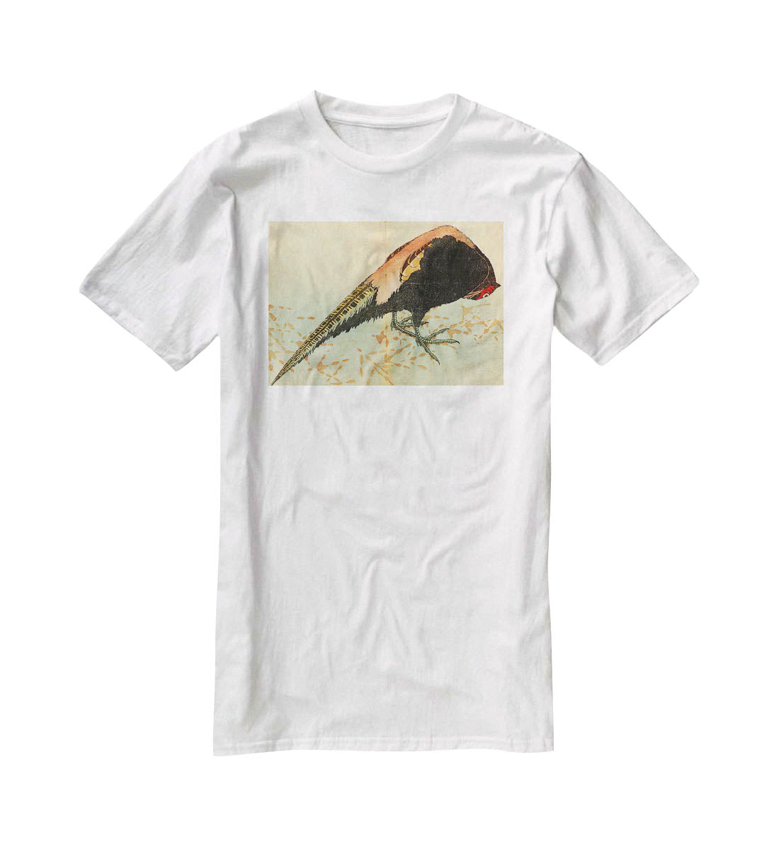 Pheasant on the snow by Hokusai T-Shirt - Canvas Art Rocks - 5