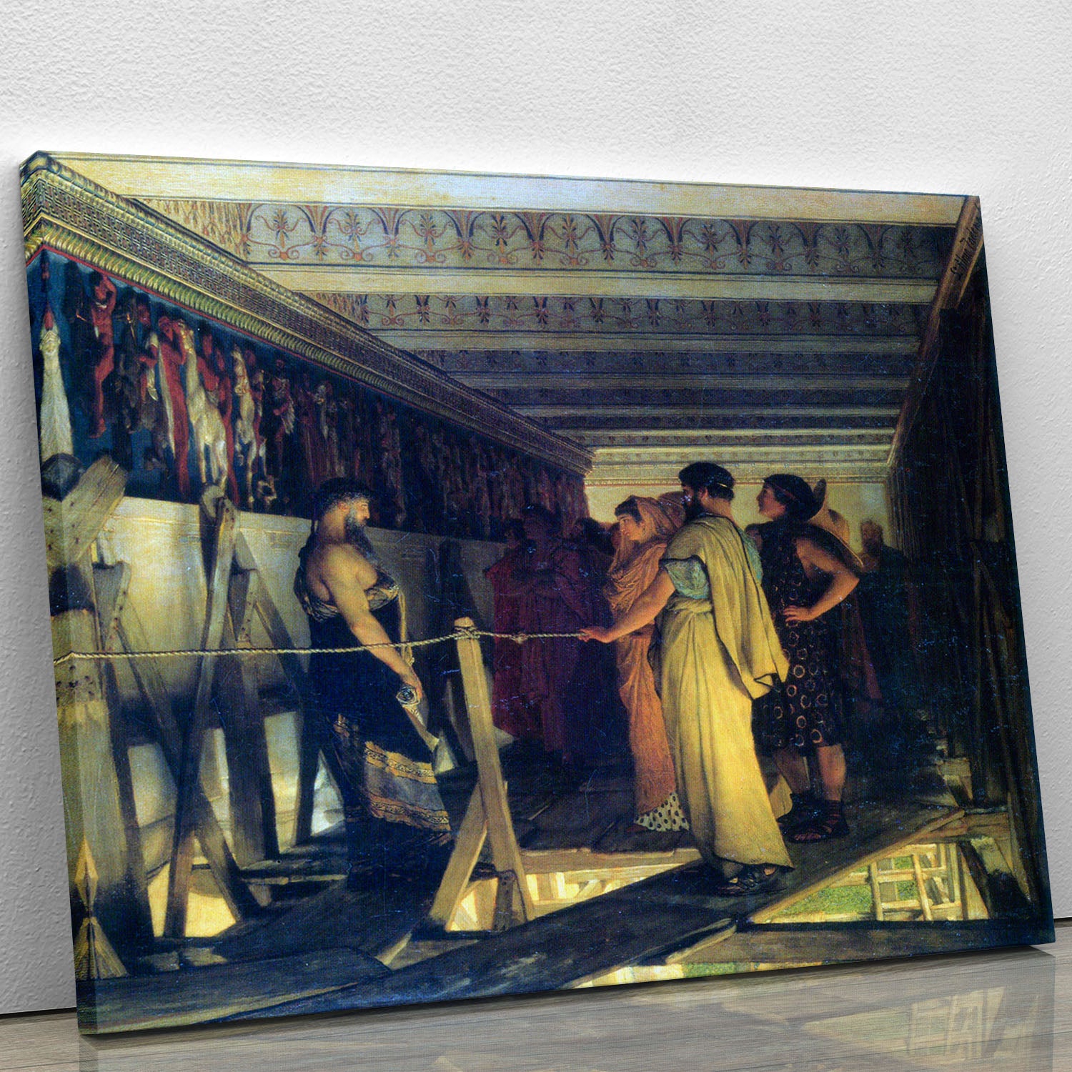 Phidias shows his friends from the Parthenon frieze detail by Alma Tadema Canvas Print or Poster - Canvas Art Rocks - 1