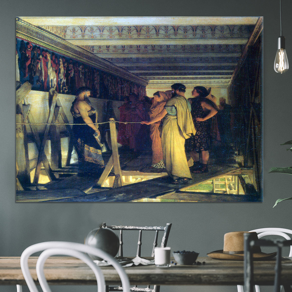 Phidias shows his friends from the Parthenon frieze detail by Alma Tadema Canvas Print or Poster - Canvas Art Rocks - 3