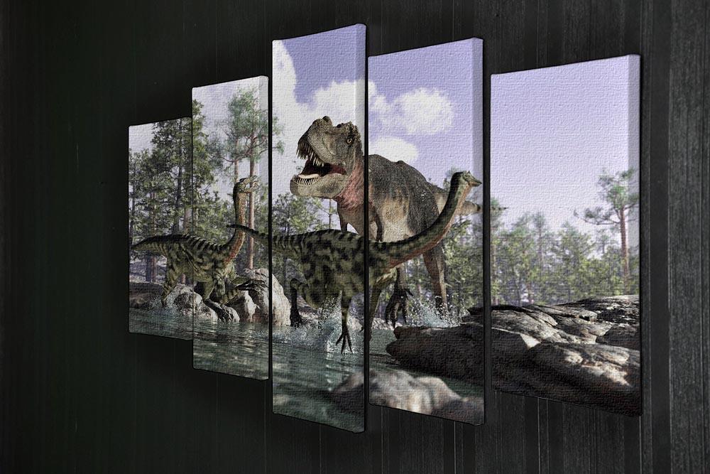 Photorealistic 3 D scene of a Tyrannosaurus Rex 5 Split Panel Canvas - Canvas Art Rocks - 2