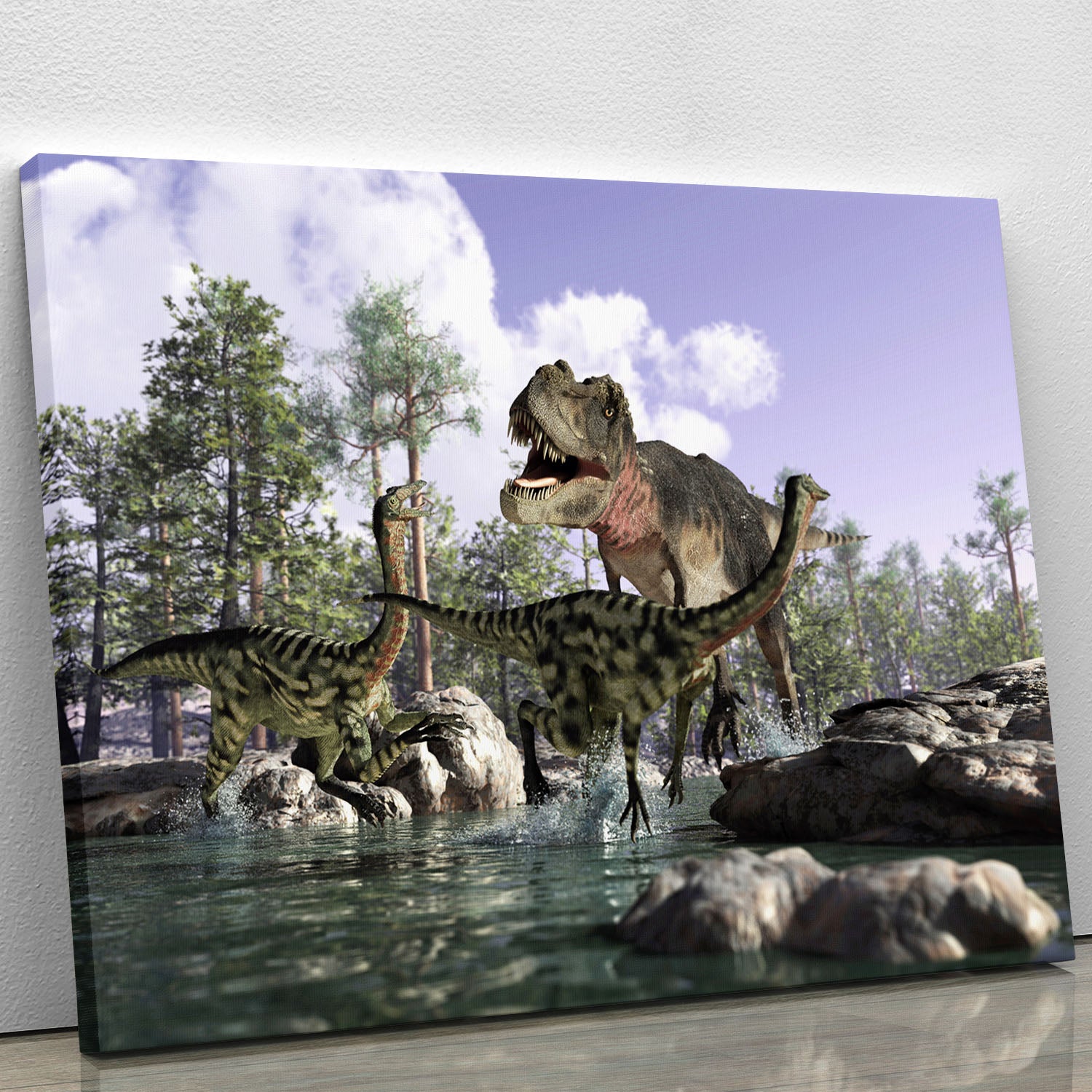 Photorealistic 3 D scene of a Tyrannosaurus Rex Canvas Print or Poster - Canvas Art Rocks - 1