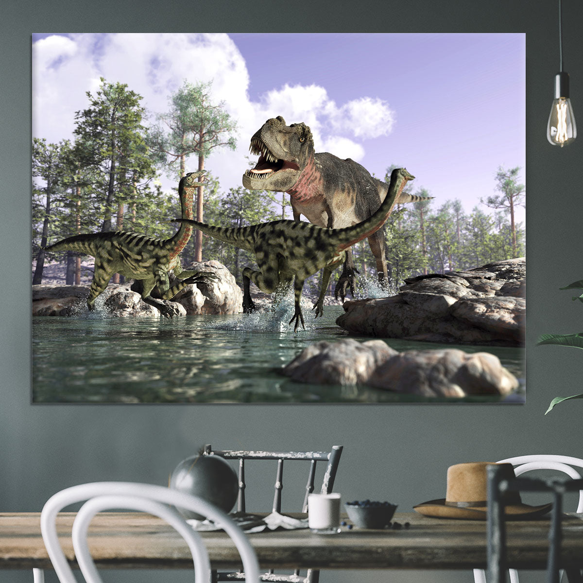 Photorealistic 3 D scene of a Tyrannosaurus Rex Canvas Print or Poster - Canvas Art Rocks - 3