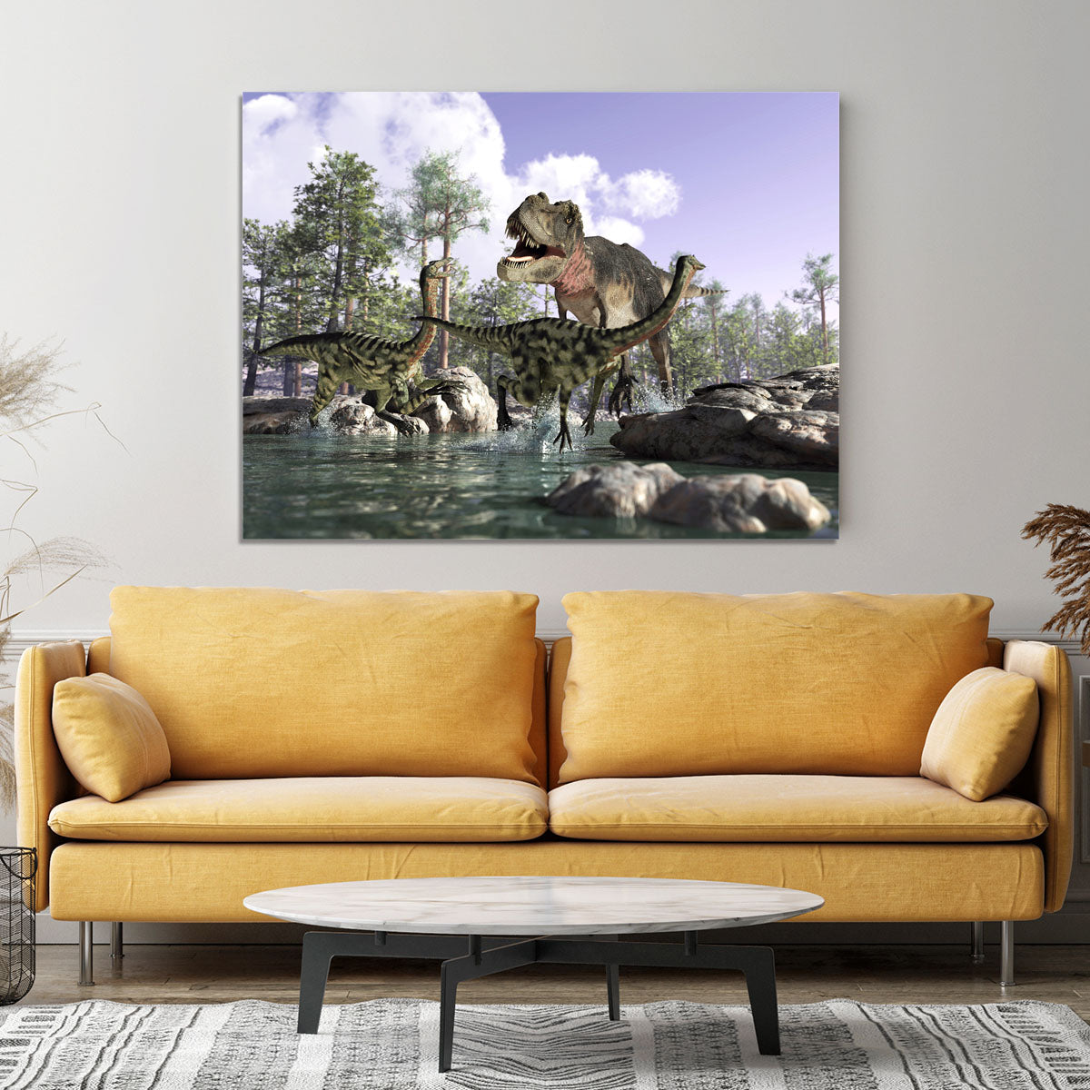 Photorealistic 3 D scene of a Tyrannosaurus Rex Canvas Print or Poster - Canvas Art Rocks - 4
