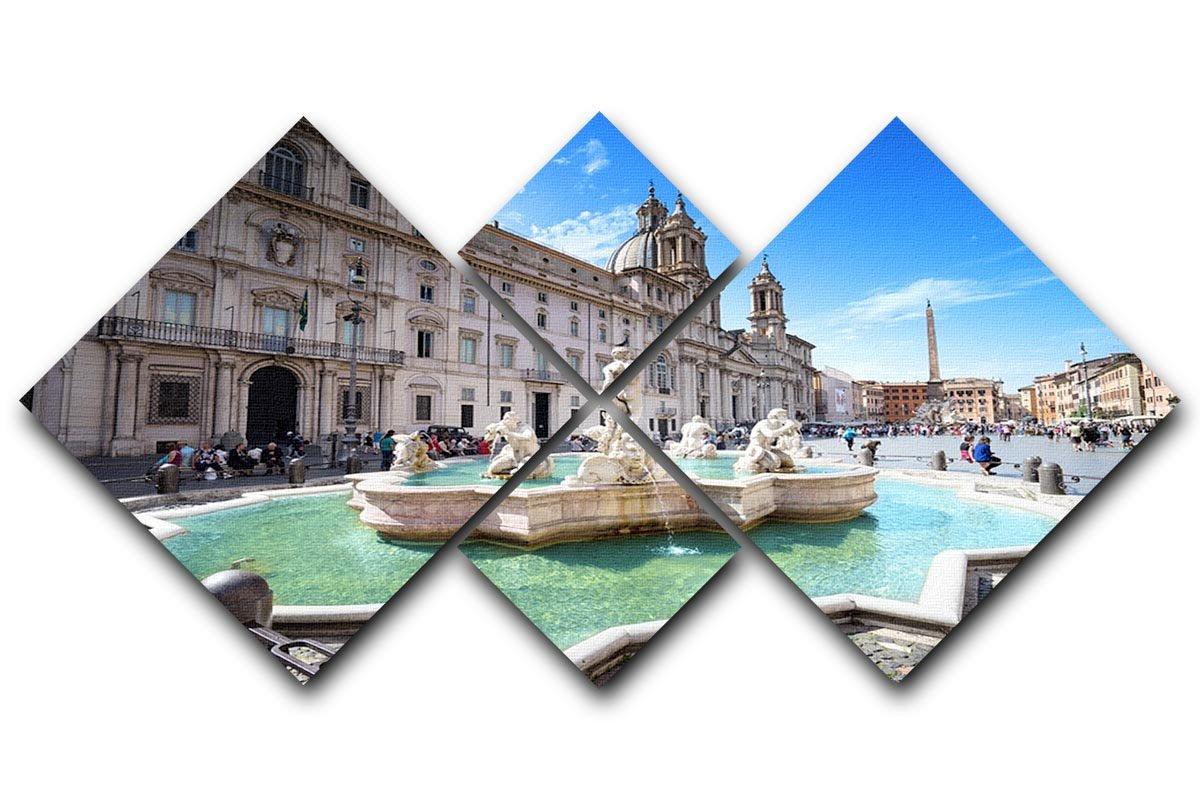 Piazza Navona 4 Square Multi Panel Canvas  - Canvas Art Rocks - 1