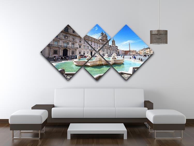 Piazza Navona 4 Square Multi Panel Canvas  - Canvas Art Rocks - 3