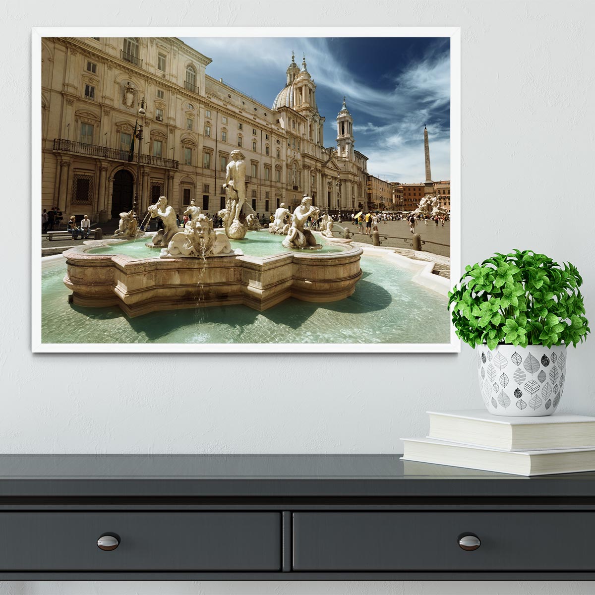 Piazza Navona Rome Framed Print - Canvas Art Rocks -6