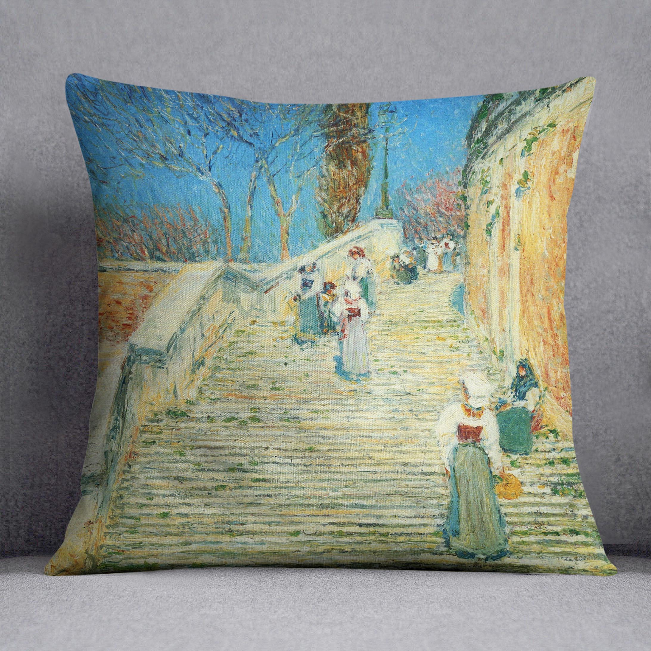 Piazza di Spagna Rome by Hassam Cushion - Canvas Art Rocks - 1