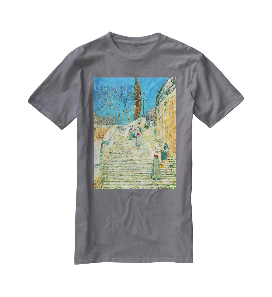 Piazza di Spagna Rome by Hassam T-Shirt - Canvas Art Rocks - 3