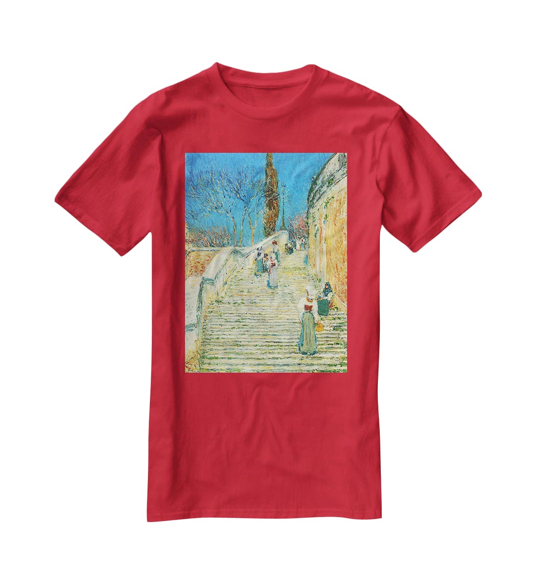 Piazza di Spagna Rome by Hassam T-Shirt - Canvas Art Rocks - 4