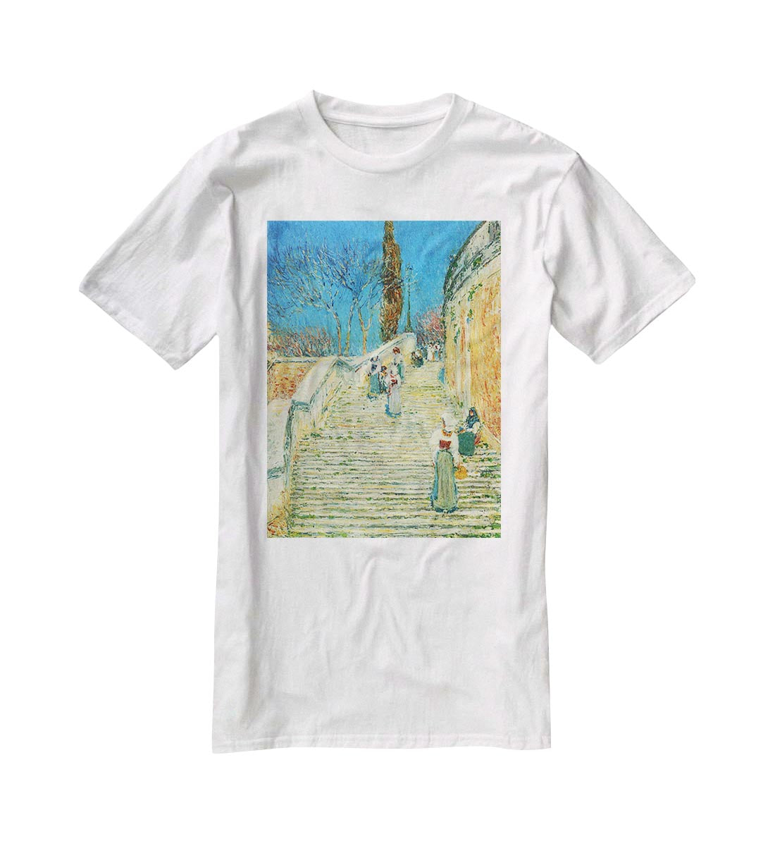Piazza di Spagna Rome by Hassam T-Shirt - Canvas Art Rocks - 5