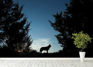 Picture of a wolf dog at dusk. Wall Mural Wallpaper - Canvas Art Rocks - 4