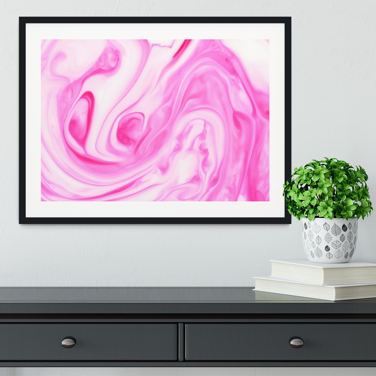 Pink Abstract Swirl Framed Print - Canvas Art Rocks - 1