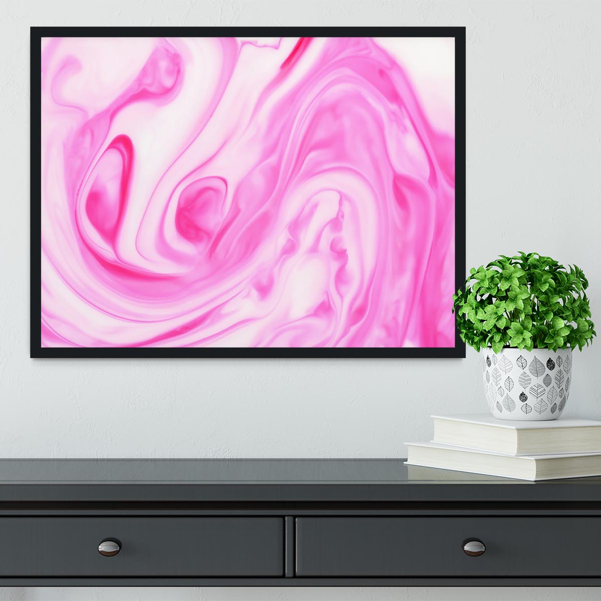 Pink Abstract Swirl Framed Print - Canvas Art Rocks - 2