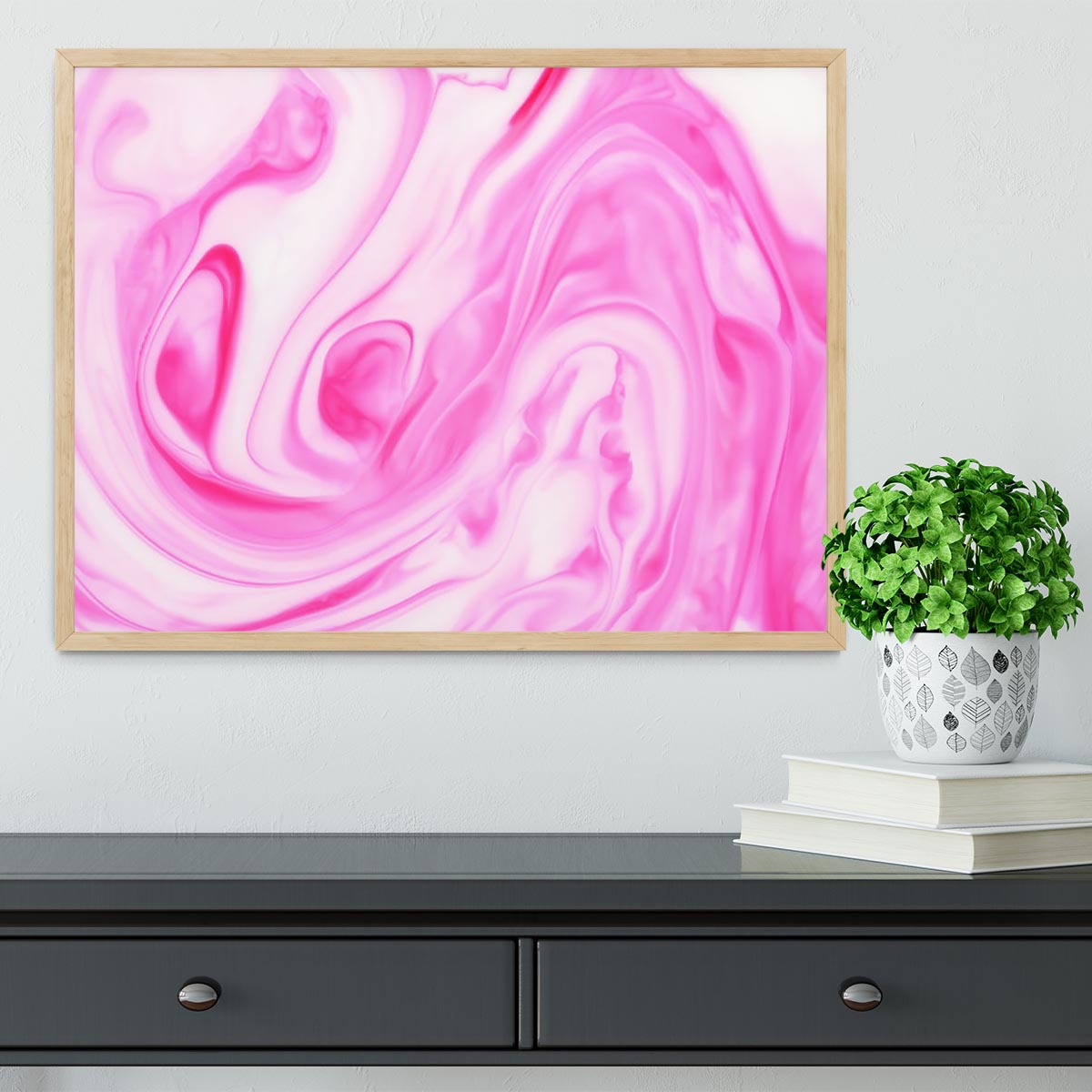 Pink Abstract Swirl Framed Print - Canvas Art Rocks - 4
