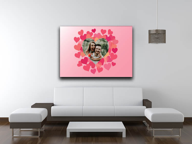 Pink Love Hearts Personalised Photo Canvas d