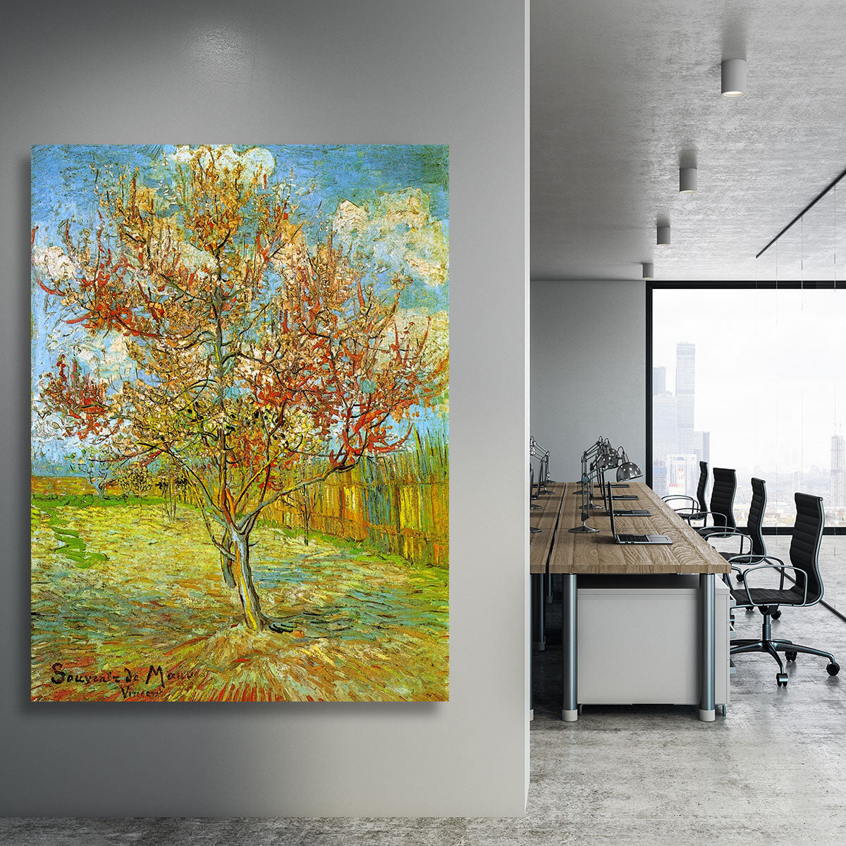 Pink Peach Tree in Blossom Reminiscence of Mauve by Van Gogh Canvas Print or Poster - Canvas Art Rocks - 3