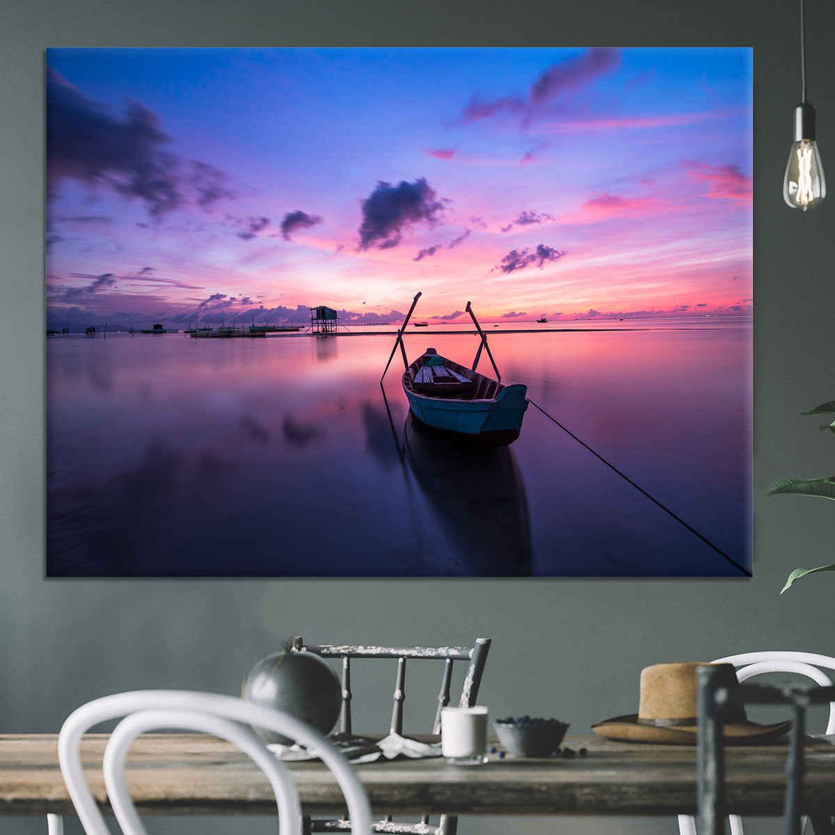 Pink Sunrise Over Lake Canvas Print or Poster - Canvas Art Rocks - 3