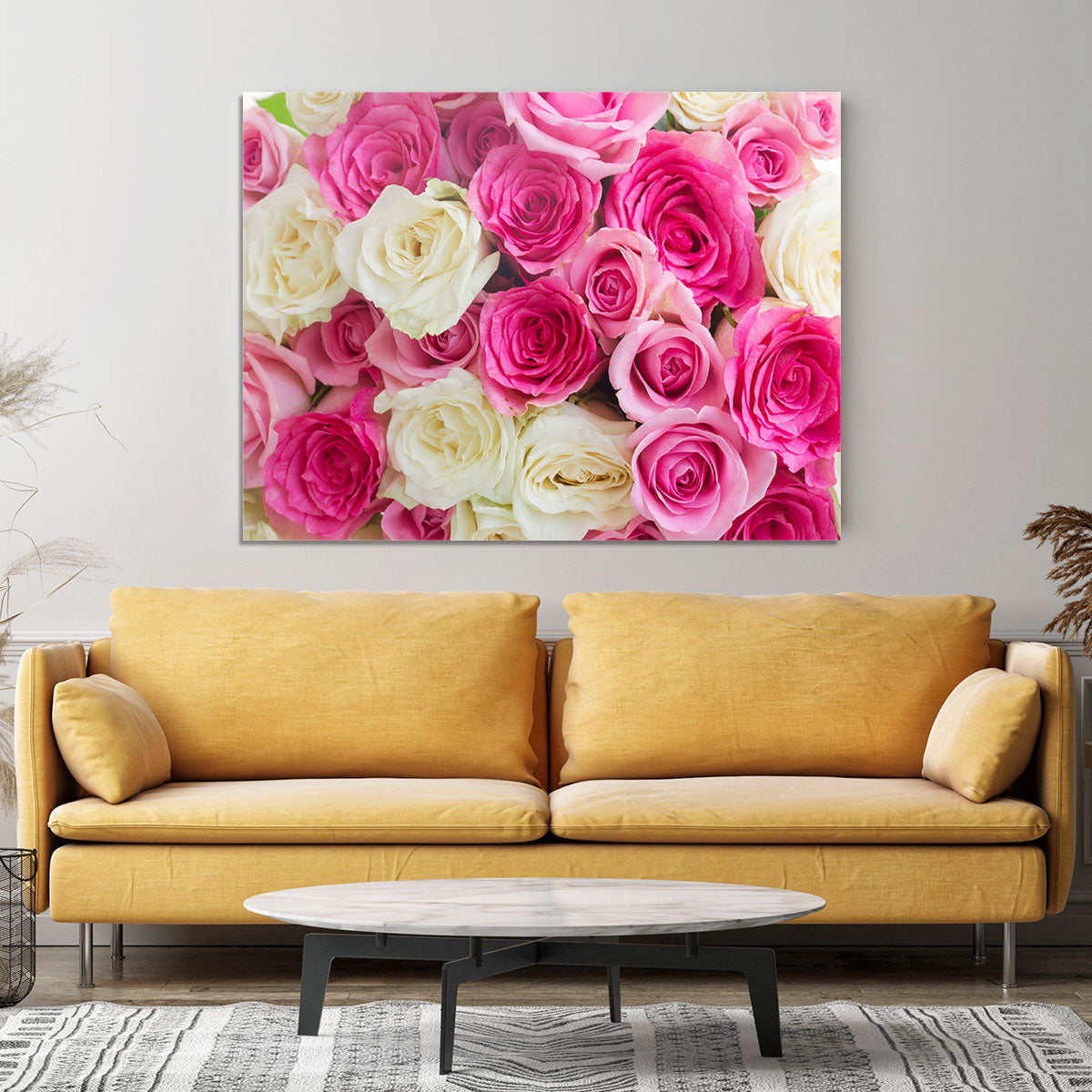 Pink and white fresh rose flowers Canvas Print or Poster - Canvas Art Rocks - 4