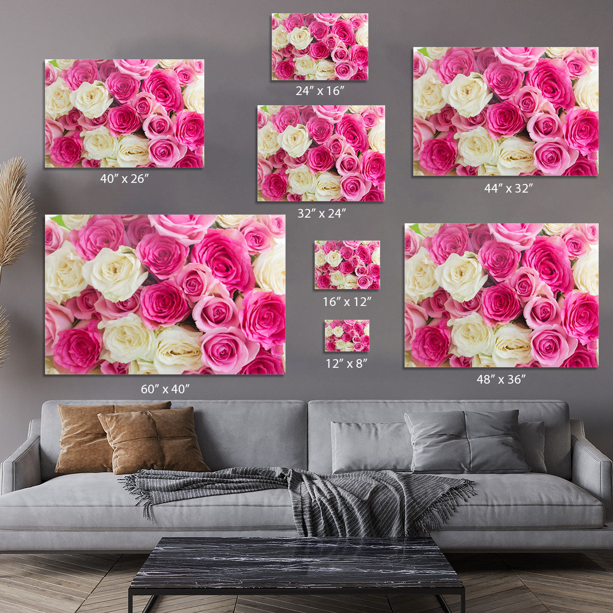 Pink and white fresh rose flowers Canvas Print or Poster - Canvas Art Rocks - 7