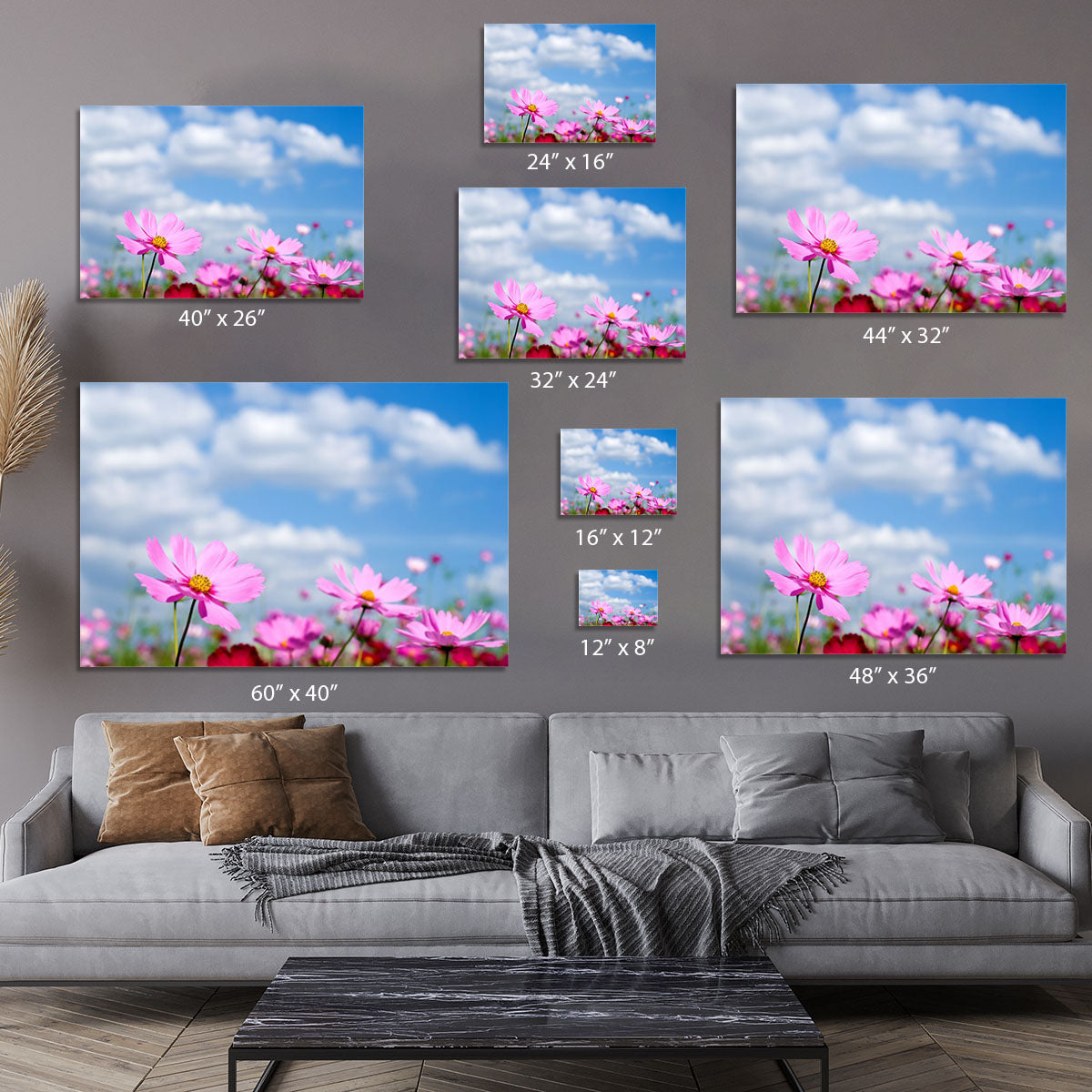 Pink cosmos field and sky Canvas Print or Poster - Canvas Art Rocks - 7