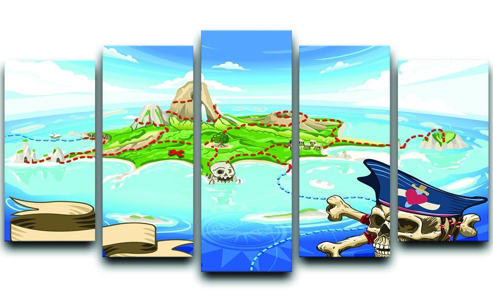 Pirate Cove Island Treasure Map 5 Split Panel Canvas  - Canvas Art Rocks - 1