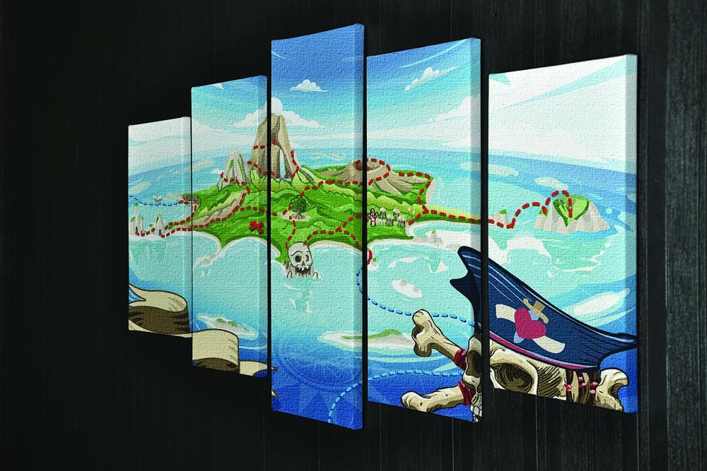 Pirate Cove Island Treasure Map 5 Split Panel Canvas - Canvas Art Rocks - 2