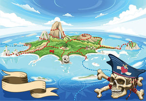 Pirate Cove Island Treasure Map Wall Mural Wallpaper - Canvas Art Rocks - 1