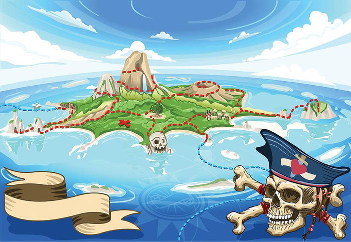 Pirate Cove Island Treasure Map Wall Mural Wallpaper