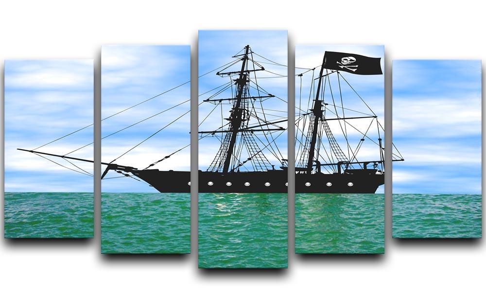 Pirate ship at anchor 5 Split Panel Canvas  - Canvas Art Rocks - 1