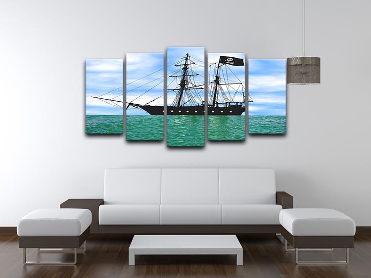 Pirate ship at anchor 5 Split Panel Canvas - Canvas Art Rocks - 3