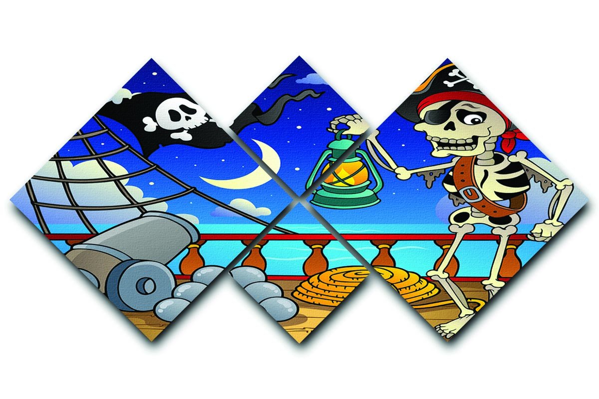 Pirate ship deck theme 6 4 Square Multi Panel Canvas  - Canvas Art Rocks - 1