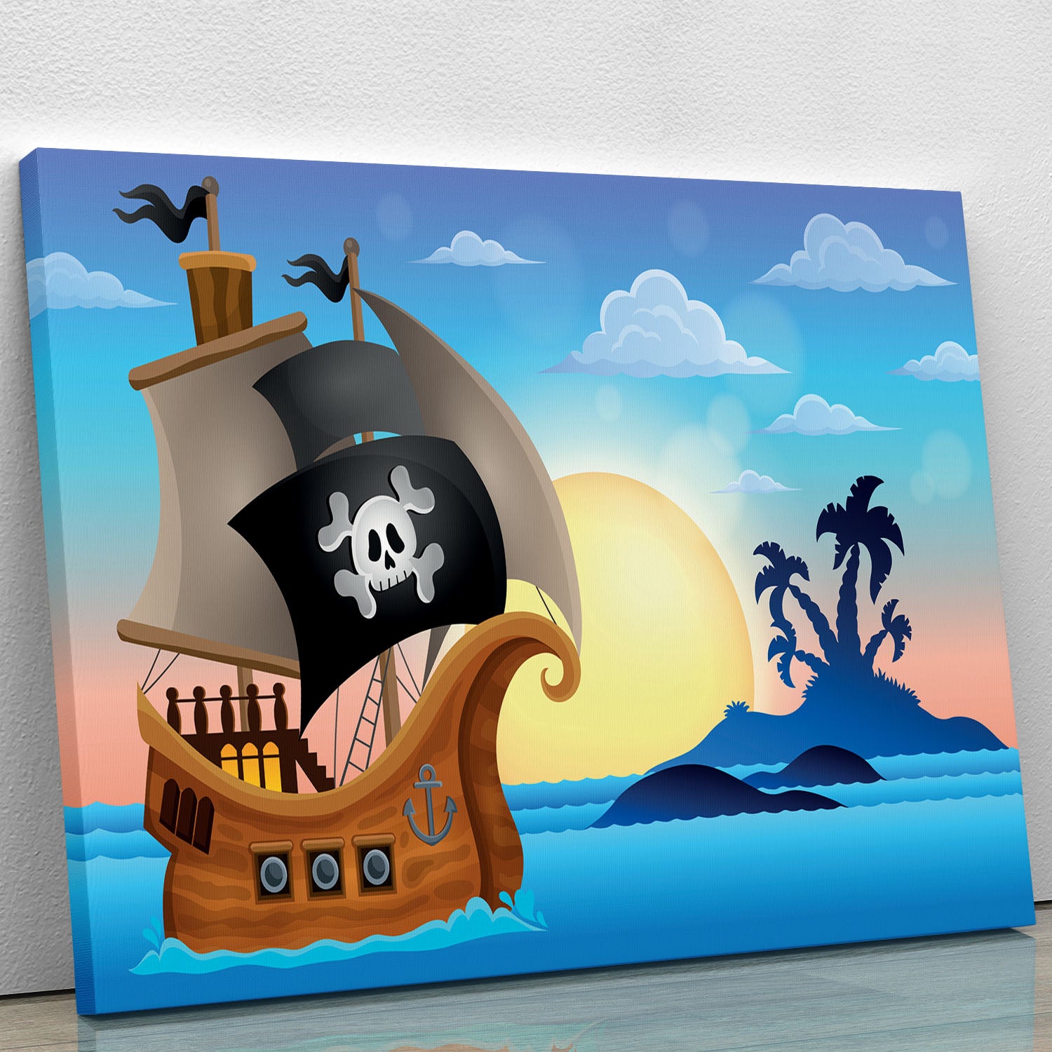 Pirate ship near small island 4 Canvas Print or Poster - Canvas Art Rocks - 1