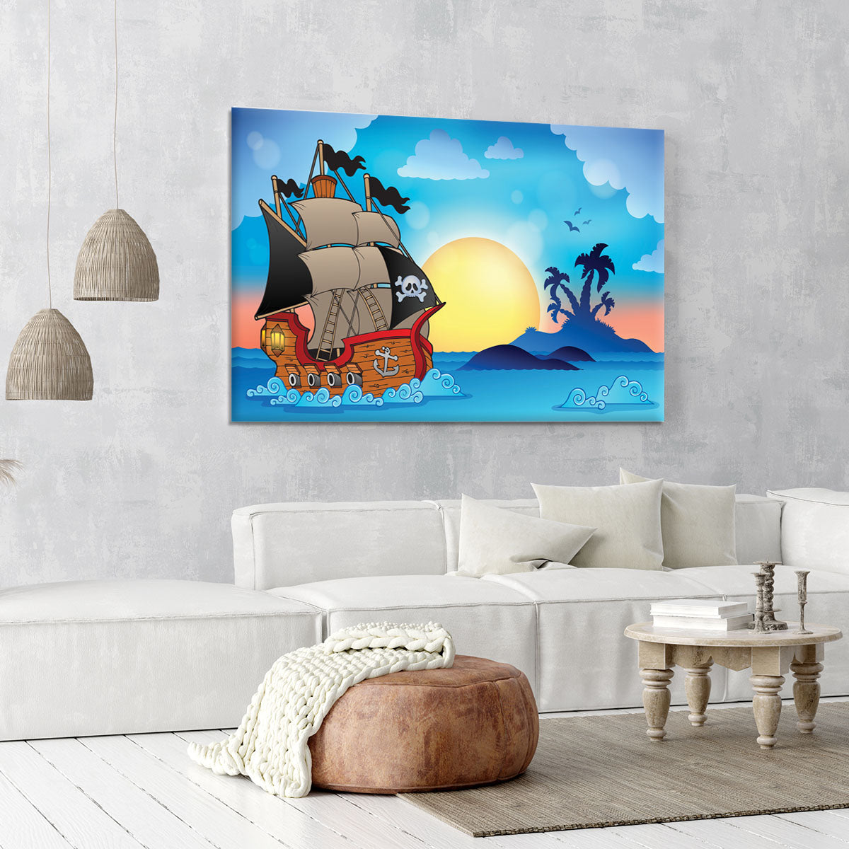 Pirate ship near small island Canvas Print or Poster - Canvas Art Rocks - 6