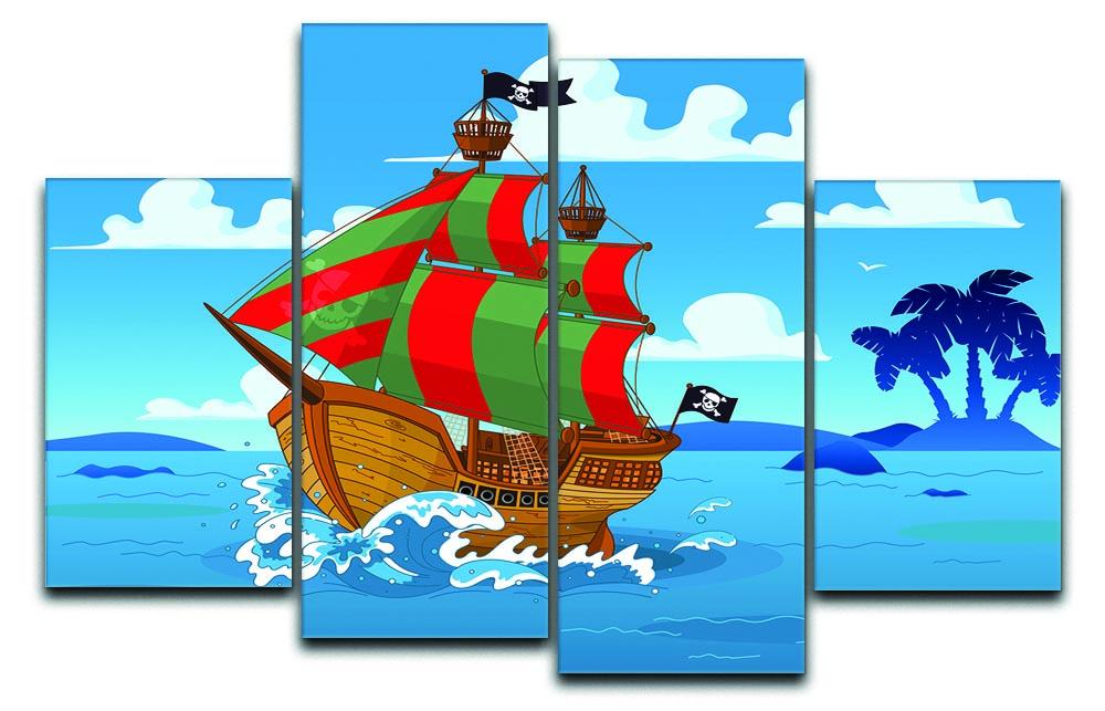 Pirate ship sails the seas 4 Split Panel Canvas  - Canvas Art Rocks - 1
