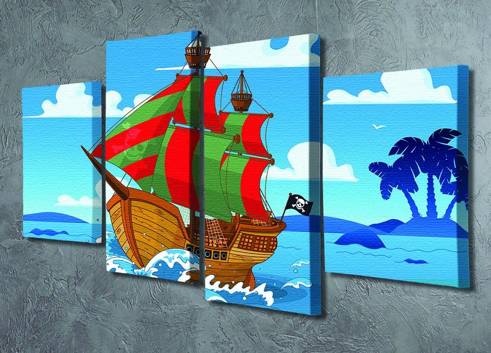 Pirate ship sails the seas 4 Split Panel Canvas - Canvas Art Rocks - 2