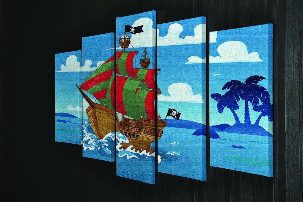 Pirate ship sails the seas 5 Split Panel Canvas - Canvas Art Rocks - 2