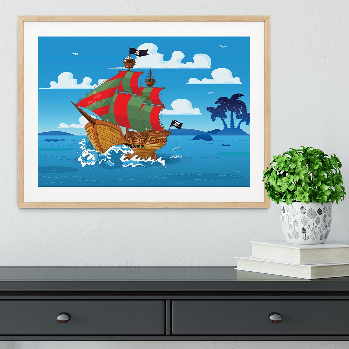 Pirate ship sails the seas Framed Print - Canvas Art Rocks - 3