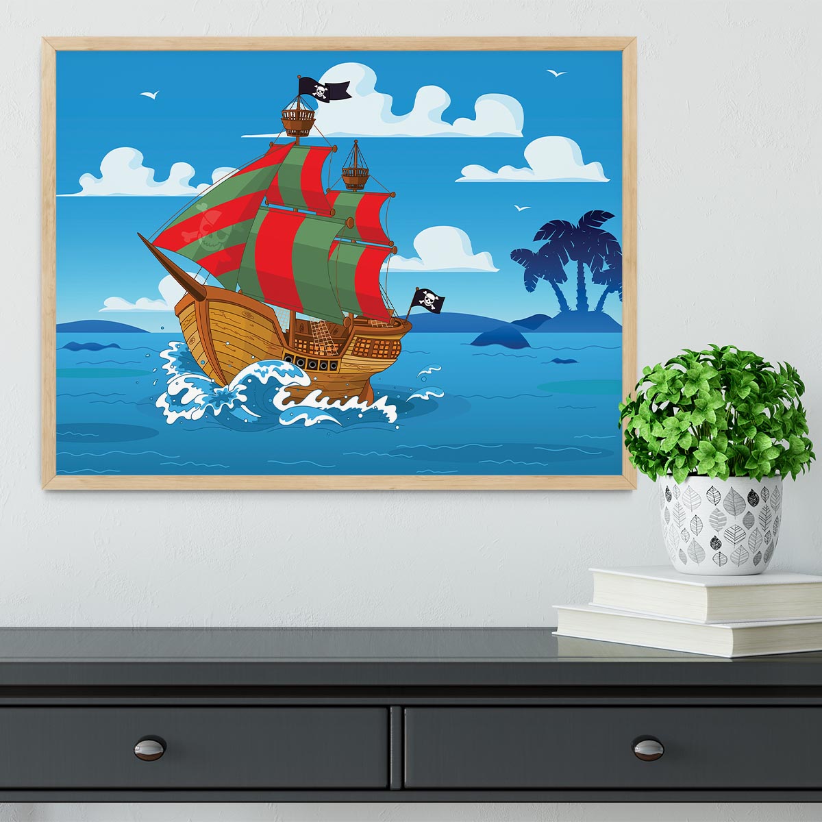 Pirate ship sails the seas Framed Print - Canvas Art Rocks - 4