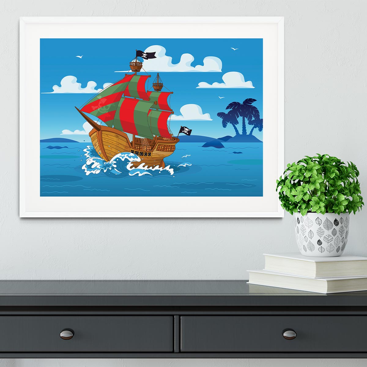 Pirate ship sails the seas Framed Print - Canvas Art Rocks - 5