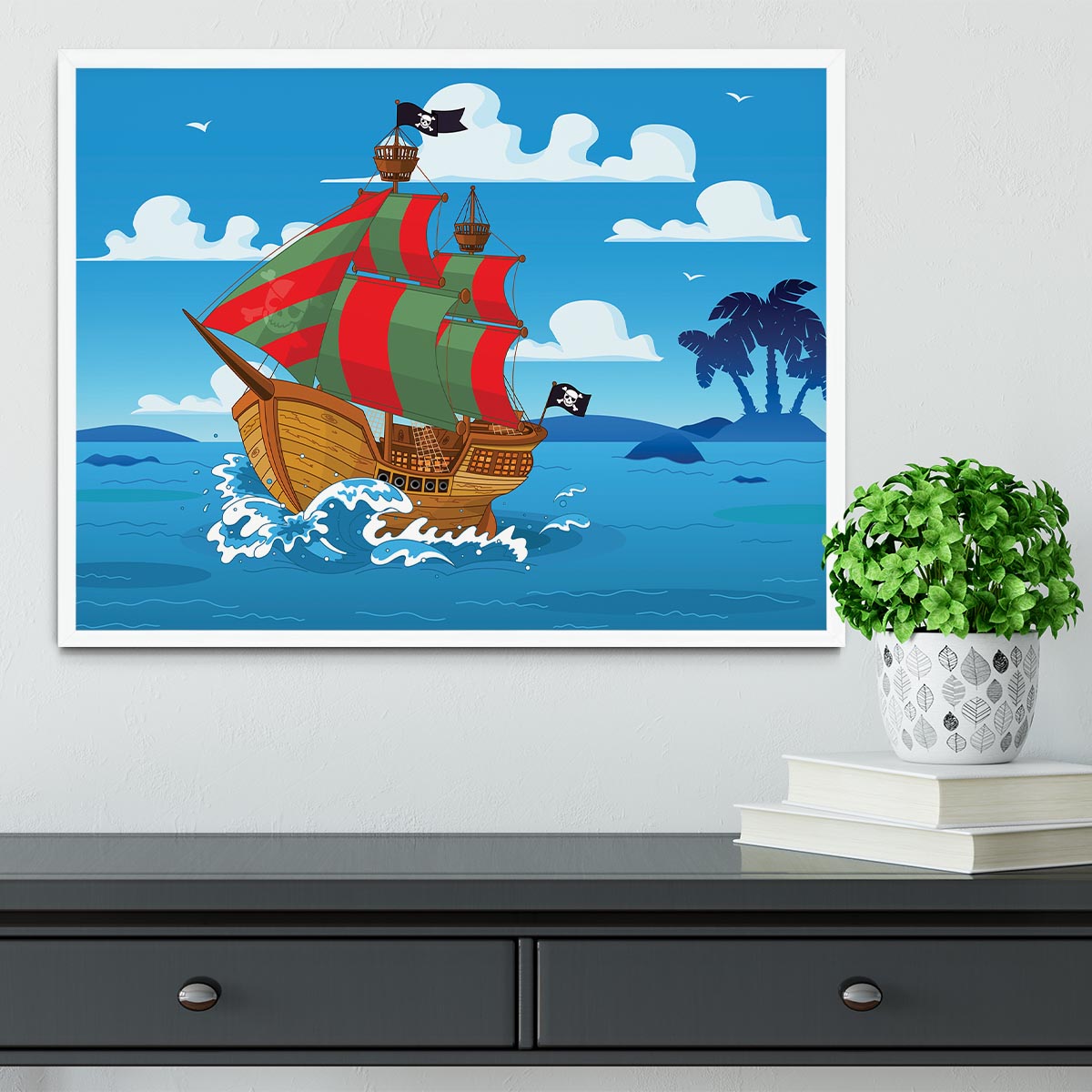 Pirate ship sails the seas Framed Print - Canvas Art Rocks -6