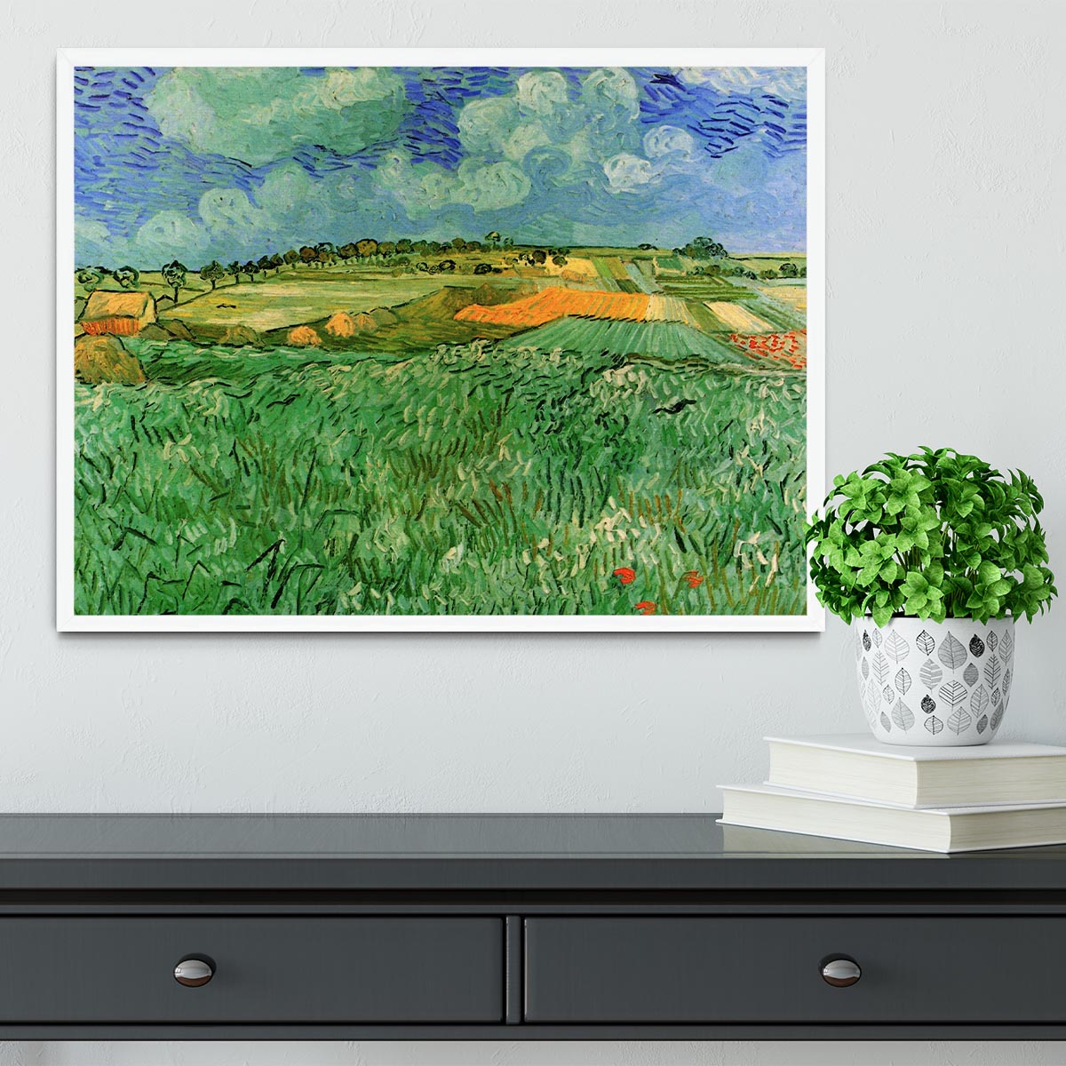 Plain Near Auvers by Van Gogh Framed Print - Canvas Art Rocks -6
