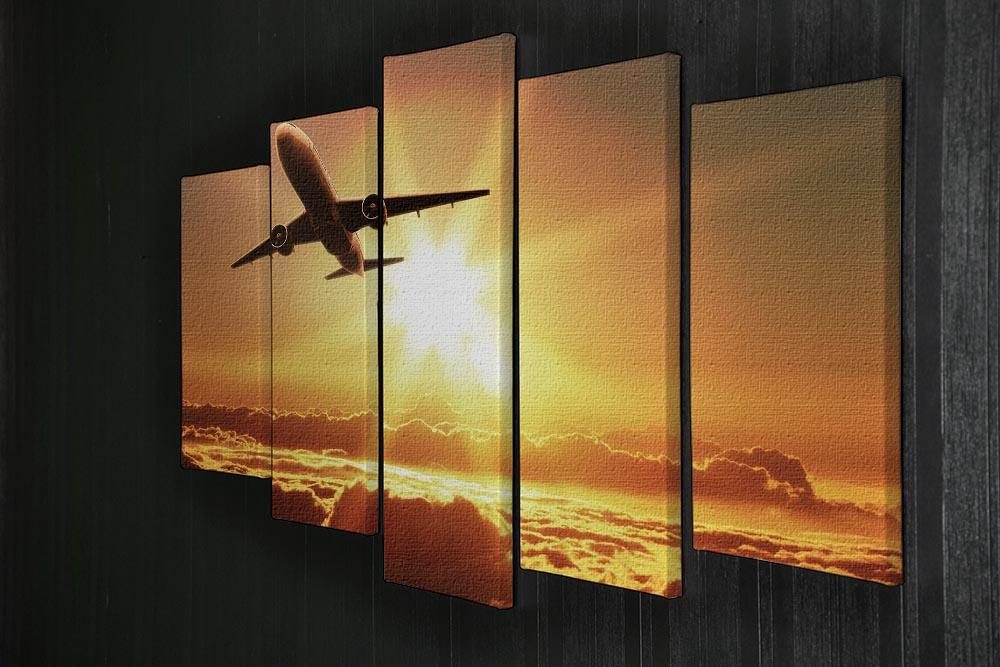 Plane takes off at sunrise 5 Split Panel Canvas  - Canvas Art Rocks - 2