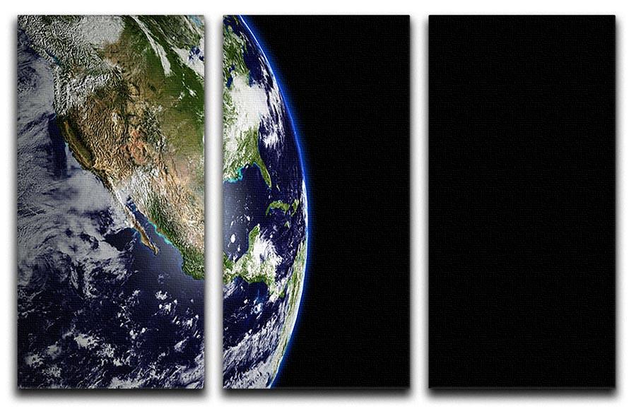 Planet Earth in universe or space 3 Split Panel Canvas Print - Canvas Art Rocks - 1