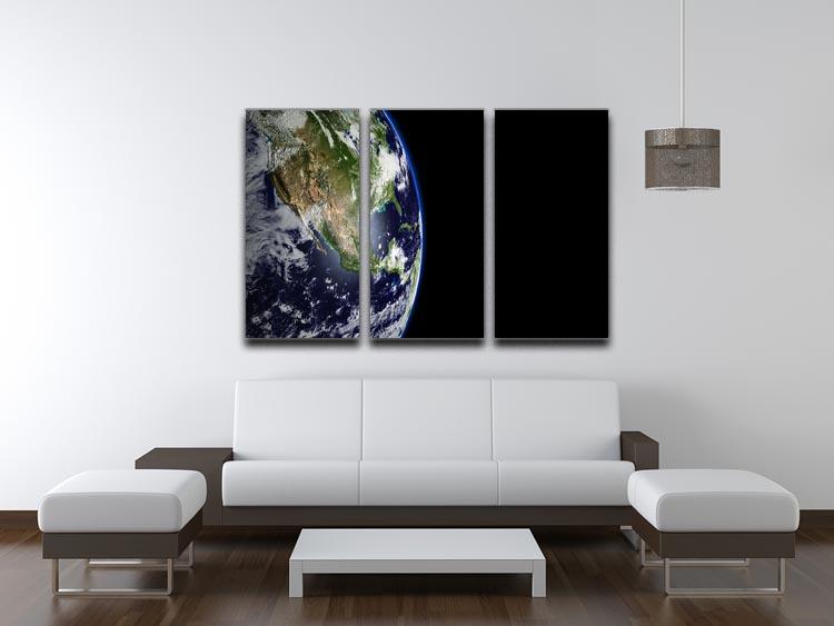 Planet Earth in universe or space 3 Split Panel Canvas Print - Canvas Art Rocks - 3