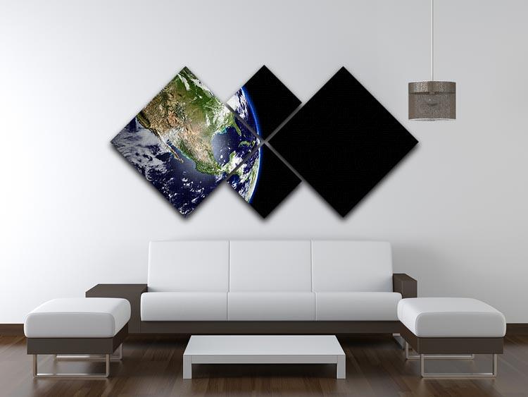Planet Earth in universe or space 4 Square Multi Panel Canvas - Canvas Art Rocks - 3