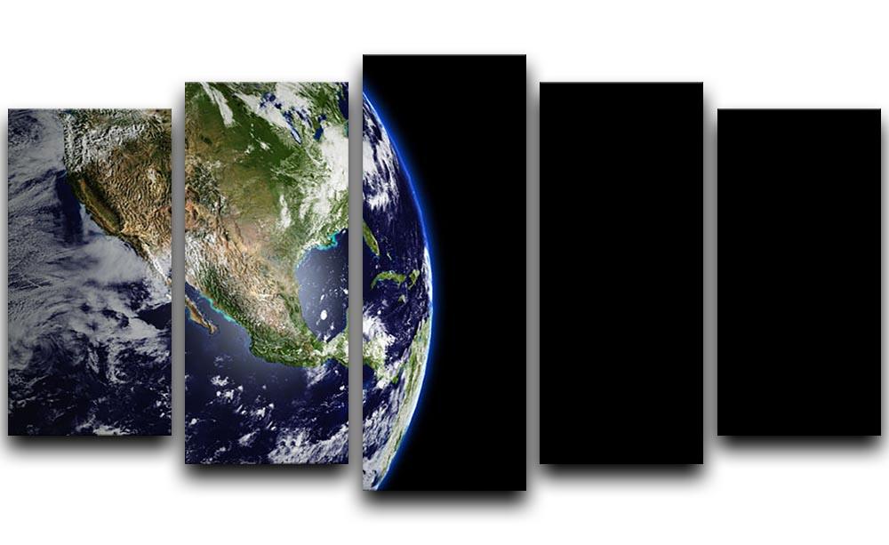 Planet Earth in universe or space 5 Split Panel Canvas  - Canvas Art Rocks - 1