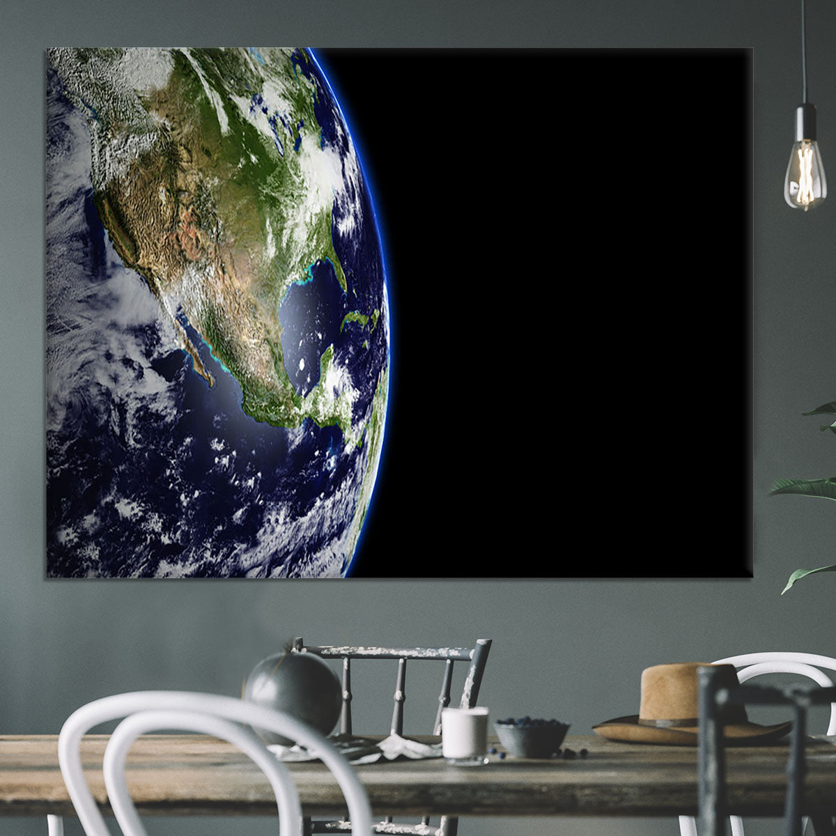 Planet Earth in universe or space Canvas Print or Poster - Canvas Art Rocks - 3