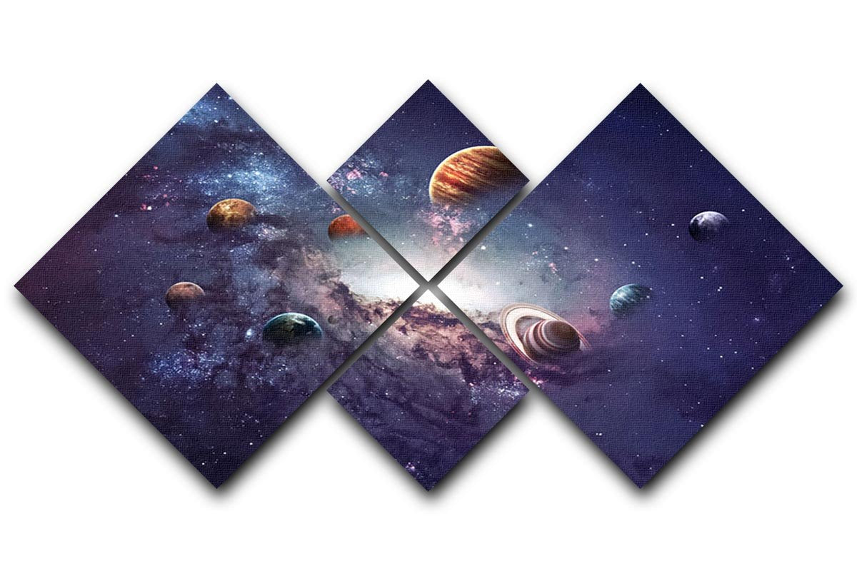 Planets in the solar system 4 Square Multi Panel Canvas  - Canvas Art Rocks - 1