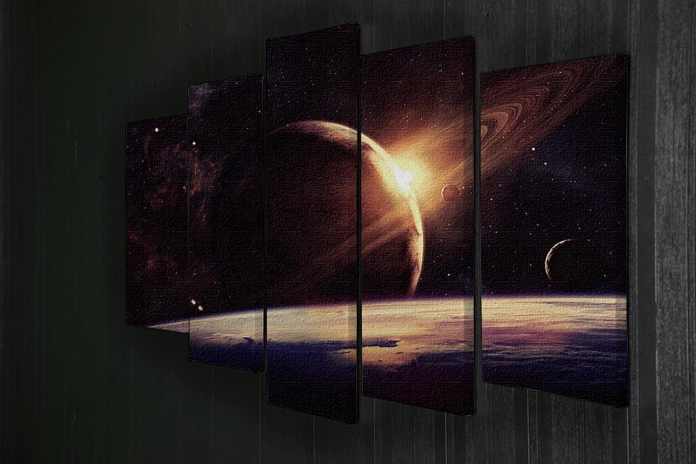 Planets over the nebulae in space 5 Split Panel Canvas - Canvas Art Rocks - 2