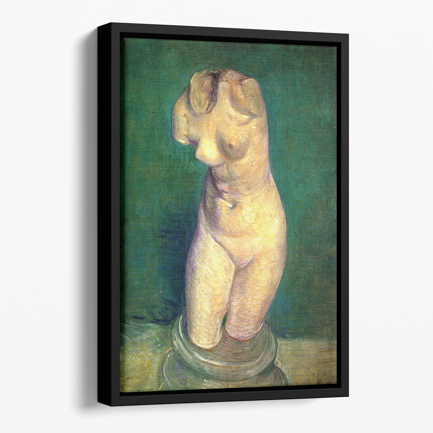 Plaster Statuette of a Female Torso by Van Gogh Floating Framed Canvas